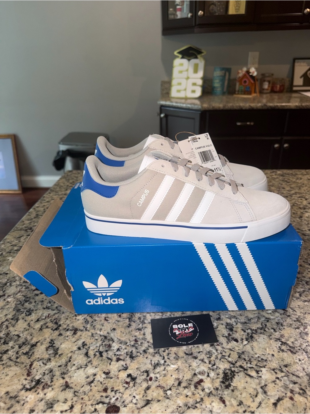 Size 10.5  Adidas Campus Vulc Grey Bluebird SKU ID 1372 Brand New Damaged Box - Picture 7 of 10